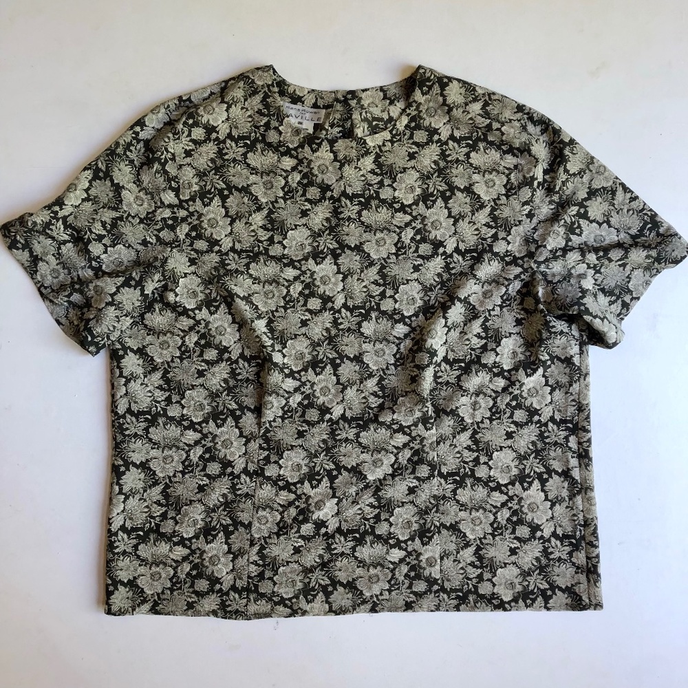 Vintage Rena Rowan for Saville Ditsy Green Floral Blouse